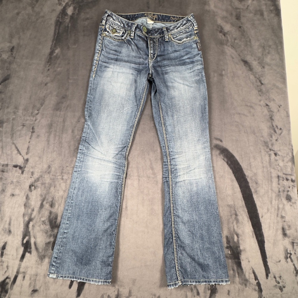 Silver Jeans Surplus Jeans Womens 28 Blue Bootcut Low Rise Flap L1466SES304